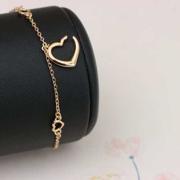 "Delicate Rose Gold Heart Bracelet with Adjustable Chain Extender, XPBL0863 - Picture 4 of 12